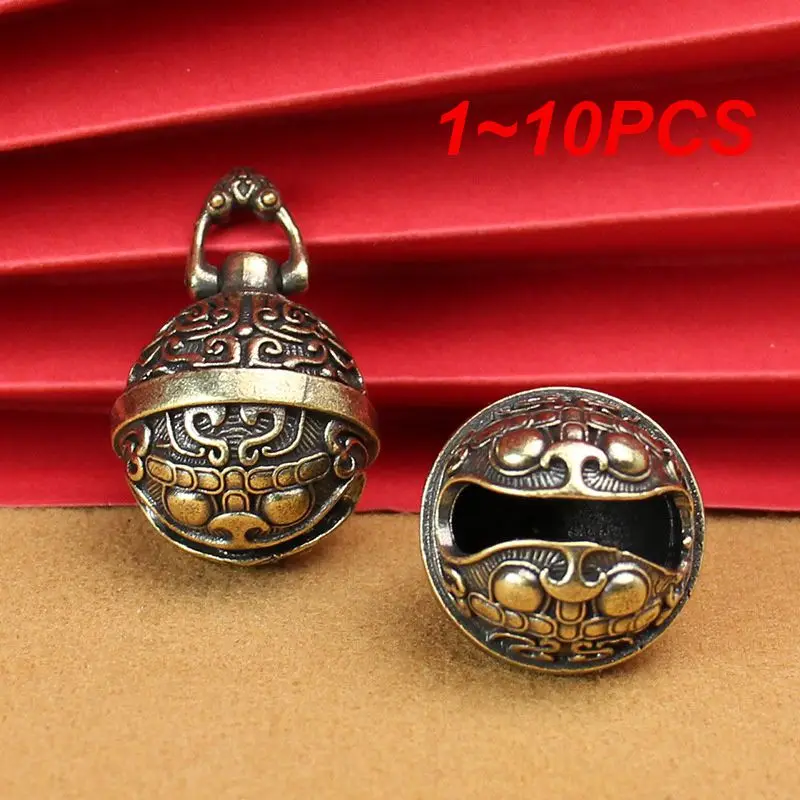 

1~10PCS Creative Gifts Handmade Taotie Lucky Garden Decoration Car Keychain Home Decoration Crafts Car Pendant Bell Brass Home