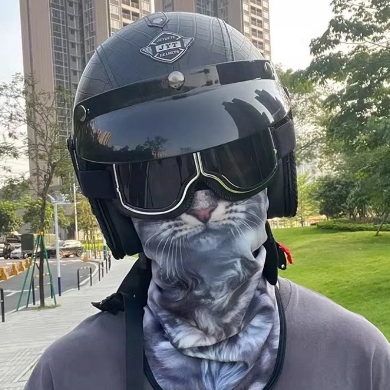 

Autumn Winter Cold Proof Warm Face Mask Men Motorcycle Fleece Riding Skiing Scarf Cover Animals Catsr Hanging Face Towel