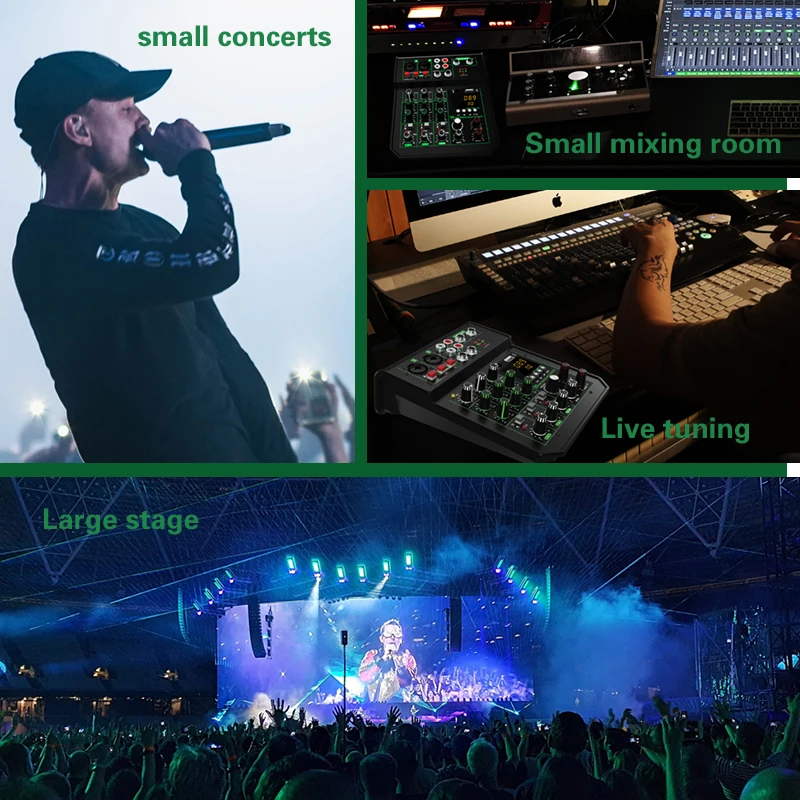 Reverb opname geluidskaart 4-kanaals professionele mengpaneel live-uitzending klein huishoudelijk podiuminstrument Audiomixer