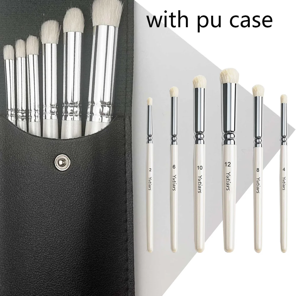 

6pcs Round Head Dry Brush Set - High-Quality Wool Brushes for Watercolor, Acrylic, and Model Painting - Portable Storage Bag