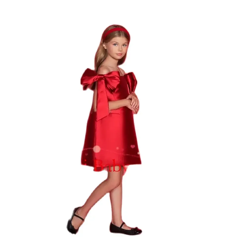 2023 Flower Girl Dress Scoop Neck Puff Girls Party Dresses for Wedding Full Sleeves Sequins Kids Christmas Ceremonial Dress