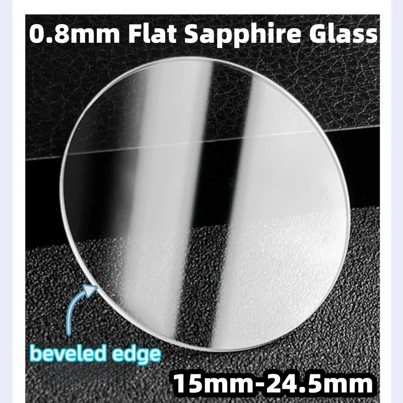 0,8 mm Dicke, beidseitig flaches Saphir-Uhrenglas, transparentes rundes Glas, 15 mm–24,5 mm Durchmesser, YZC2366 – Detail 1