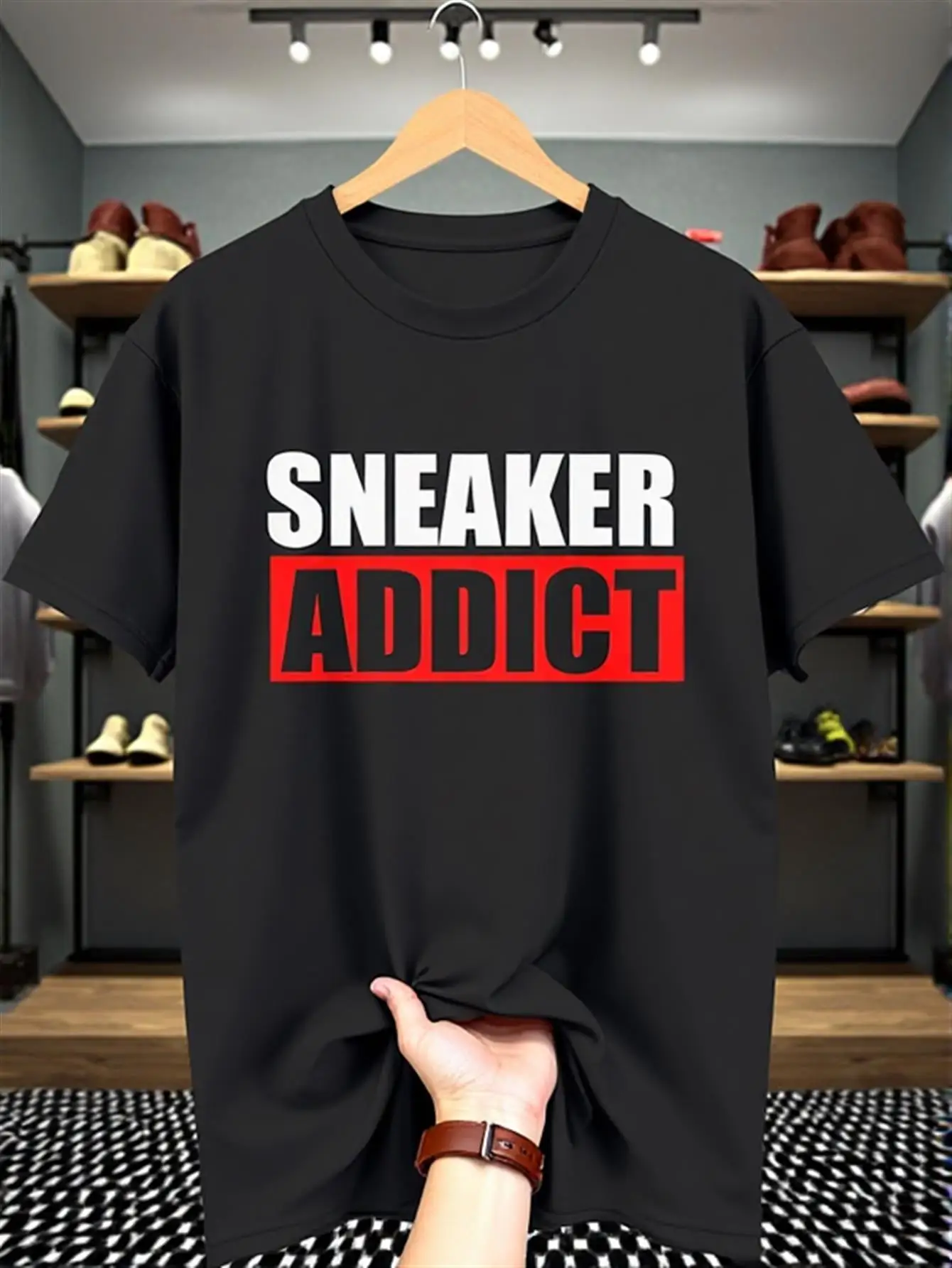 Men's and Women's Graphic T-Shirts for Sneaker Enthusiasts - Vibrant Red Sneaker Print T-Shirt - Lightweight, Breathable Crew Neck Top, Suitable for Gym, Street Style, and Casual Wear - Machine Washable Everyday Top, Ideal for Sneaker Enthusiasts and Sports Fans - Suitable for All Seasons