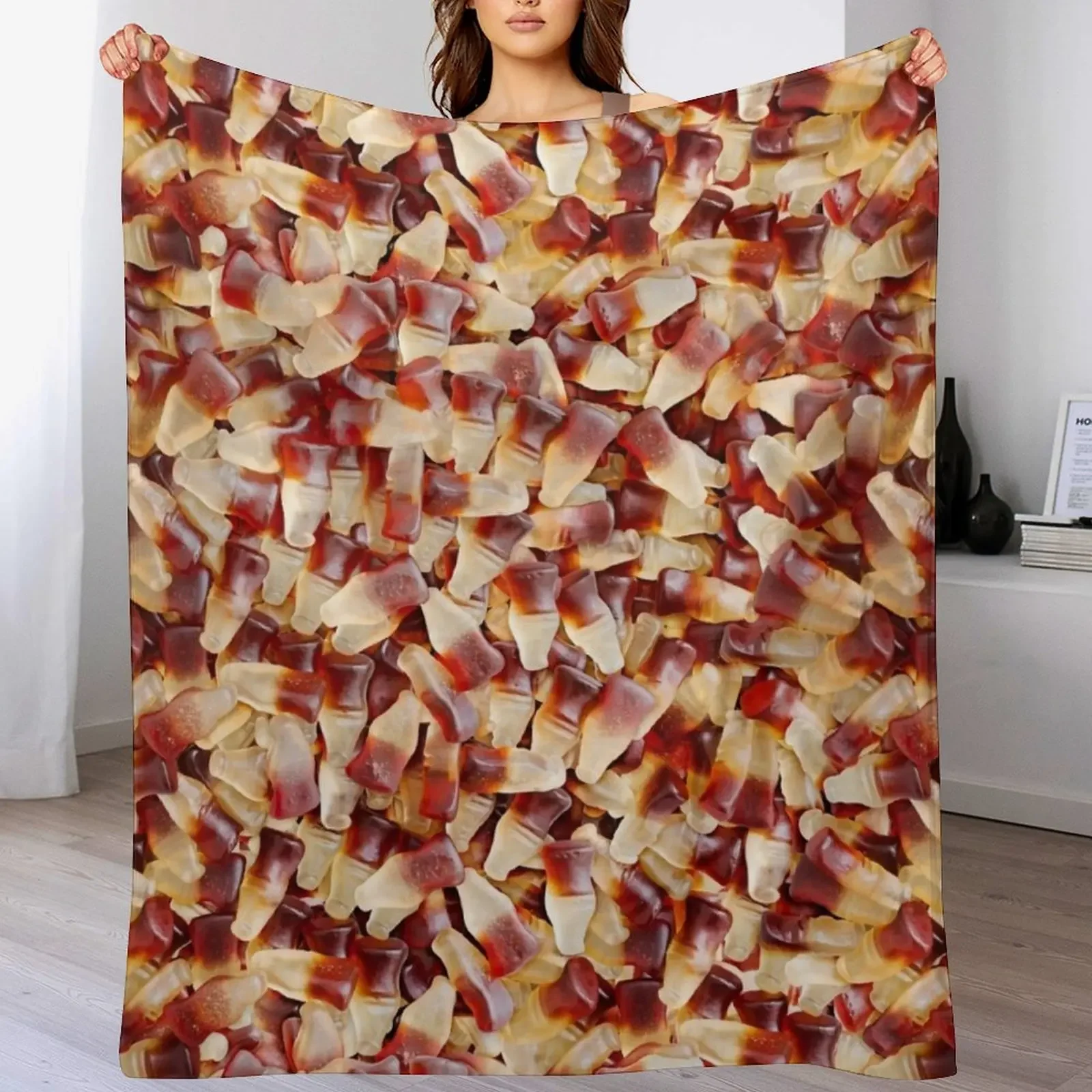 Gummy Cola Bottles Candy Photo Pattern Throw Blanket For Decorative Sofa Nap Bed Blankets Sofas Of Decoration Blankets