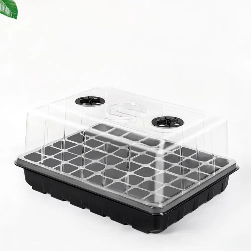 Starter Tray With LED Growth Light Moisture Control Vents Thickened Propagation Greenhouse Plant Nursery Pot