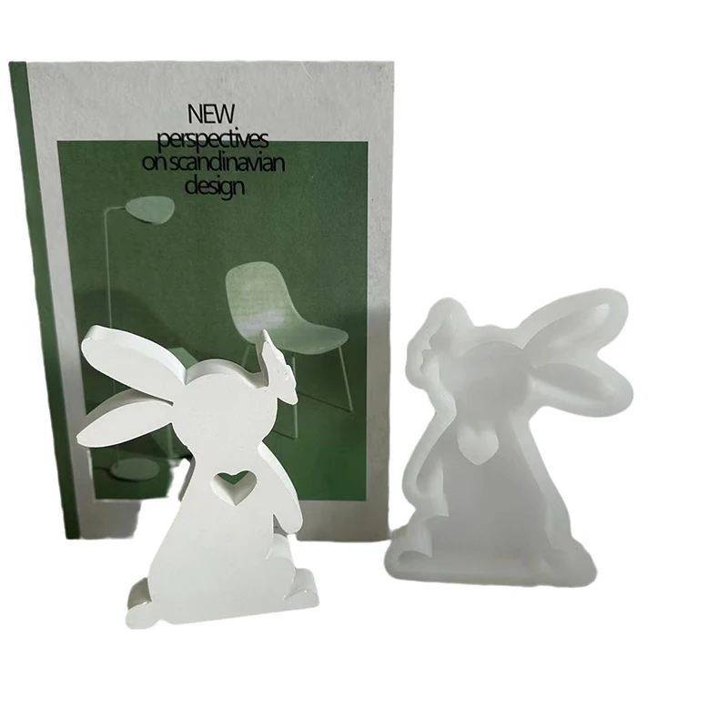 Easter Cute Rabbit Silicone Moulds Gypsum Car Mounted Incense Expanding Gypsum Decoration Mold Aromatherapy Candle Resin Molds