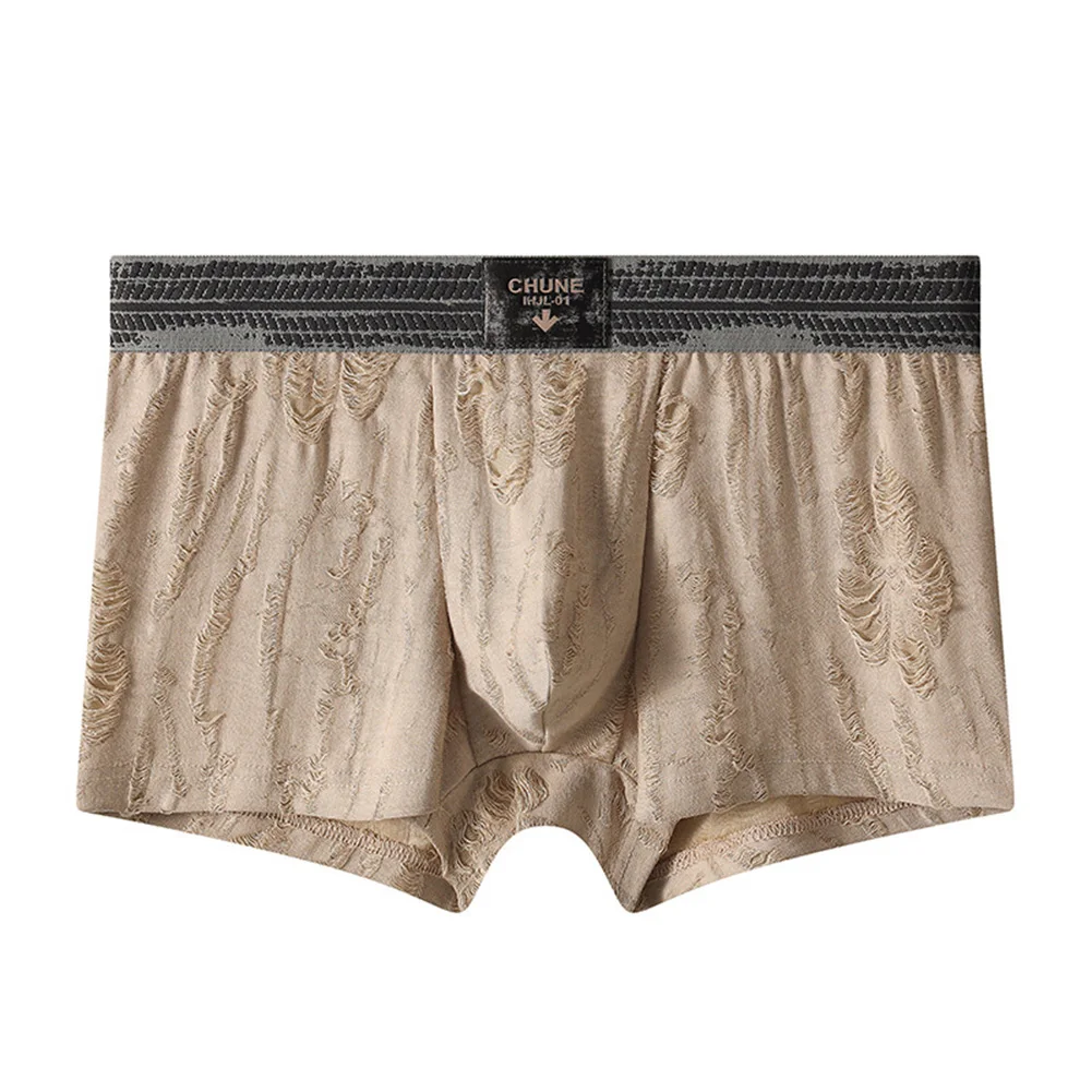 

Men Vintage Style Washed Boxer Shorts Breathable Underwear Comfortable Trunks Home Wear with Polyester Spandex Blend Fabric