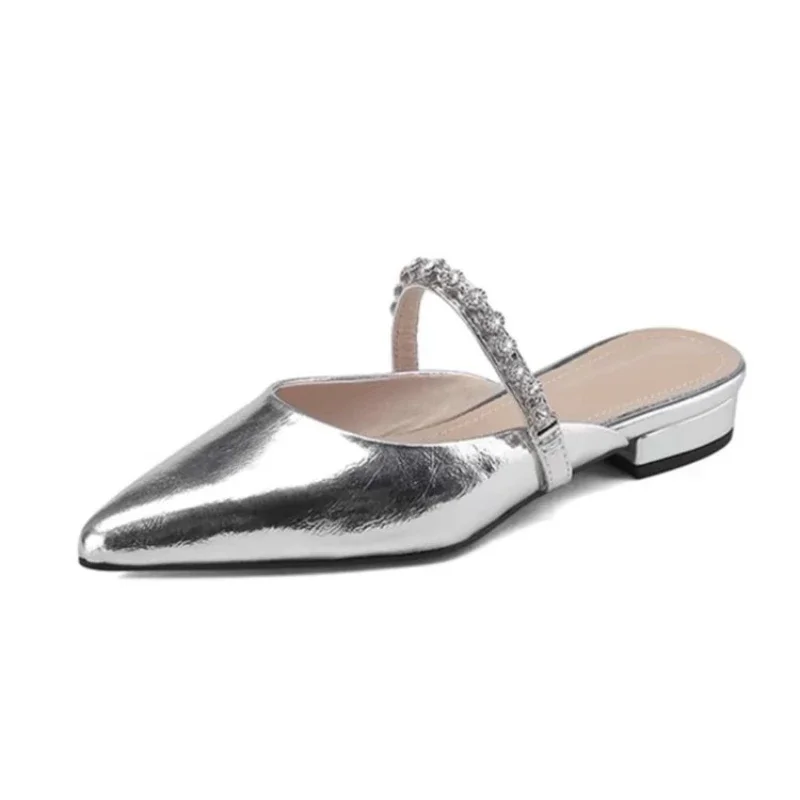 2024 New Women\'s Summer Slim Heel Pointed High Heel Rhinestone Slippers Women Heels Luxury Women\'s Shoes