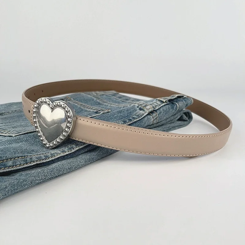 Женский корсет из натуральной кожи с серебряной пряжкой в форме сердца, женское пальто с поясом, платье с поясом, узкий ремень J281