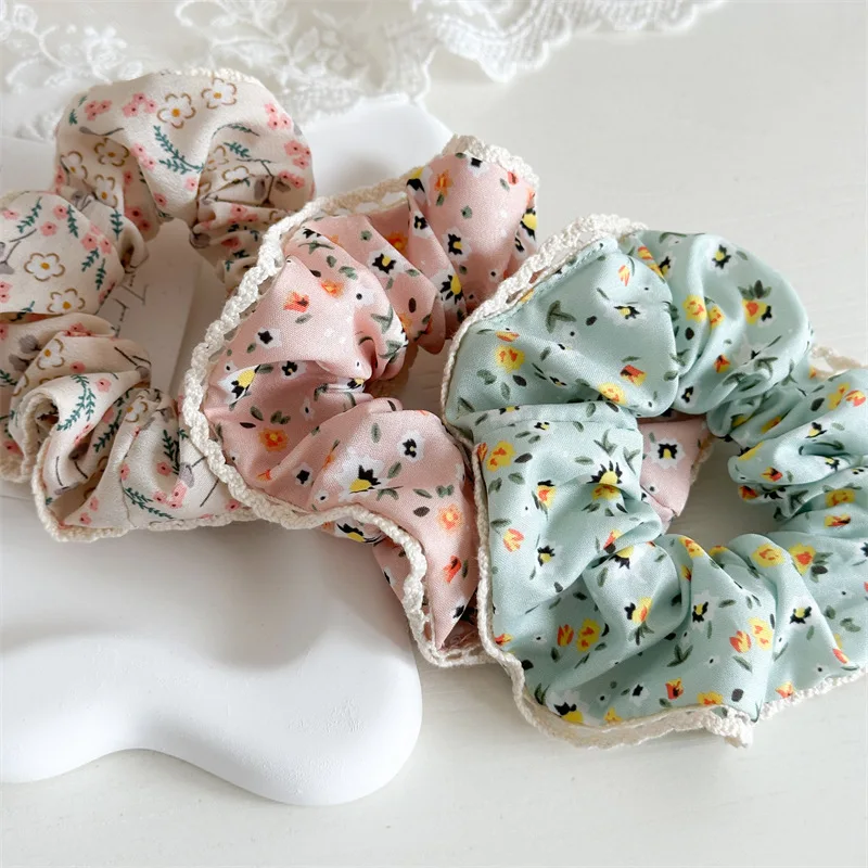 Floral Hair Accessories For Girl Brand Women Lace Hair Tie Lady Scrunchies Female Ponytail Hair Holder Rope SE014