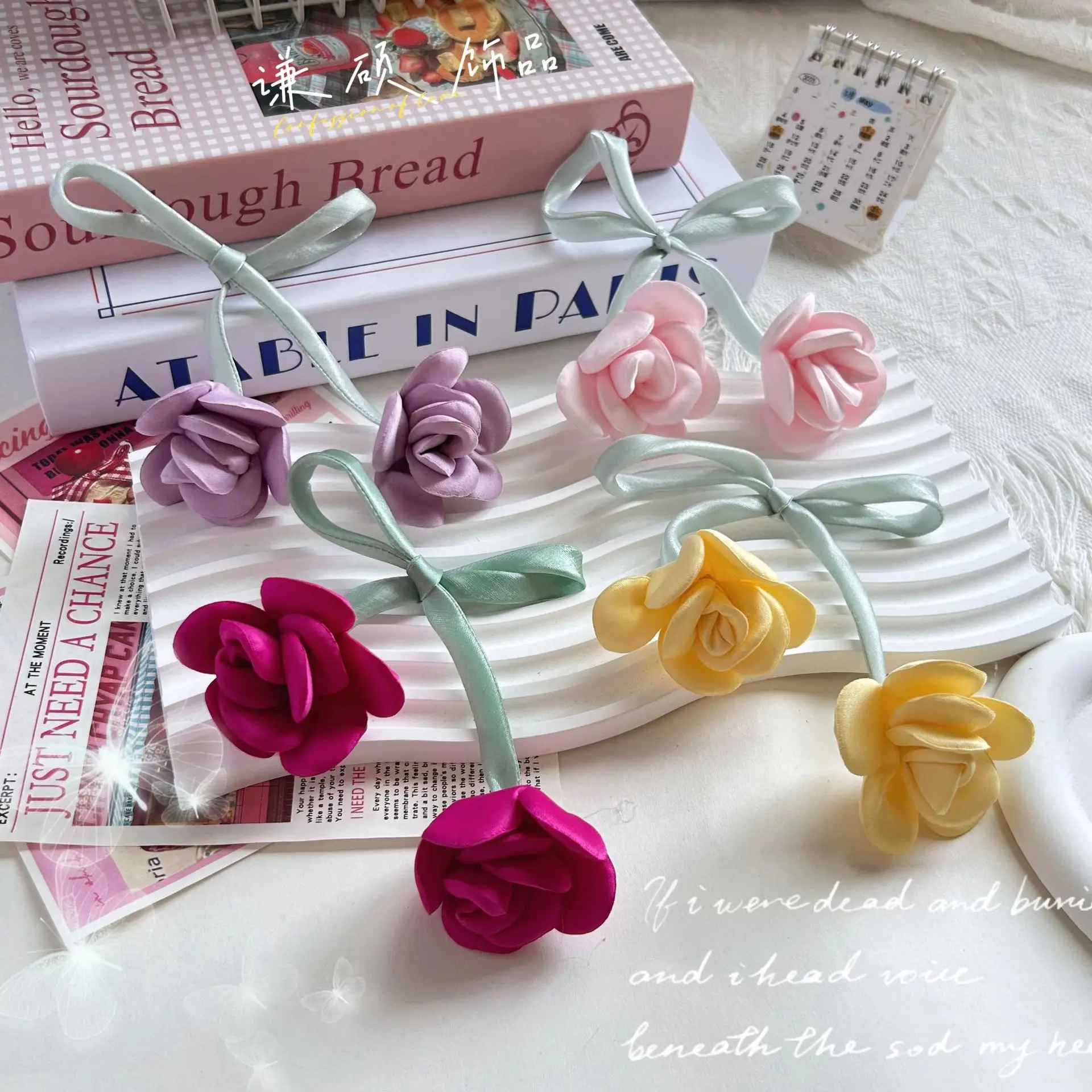 

Аксессуары в виде бутонов роз, ручной работы, объемные, декоративные, для одежды