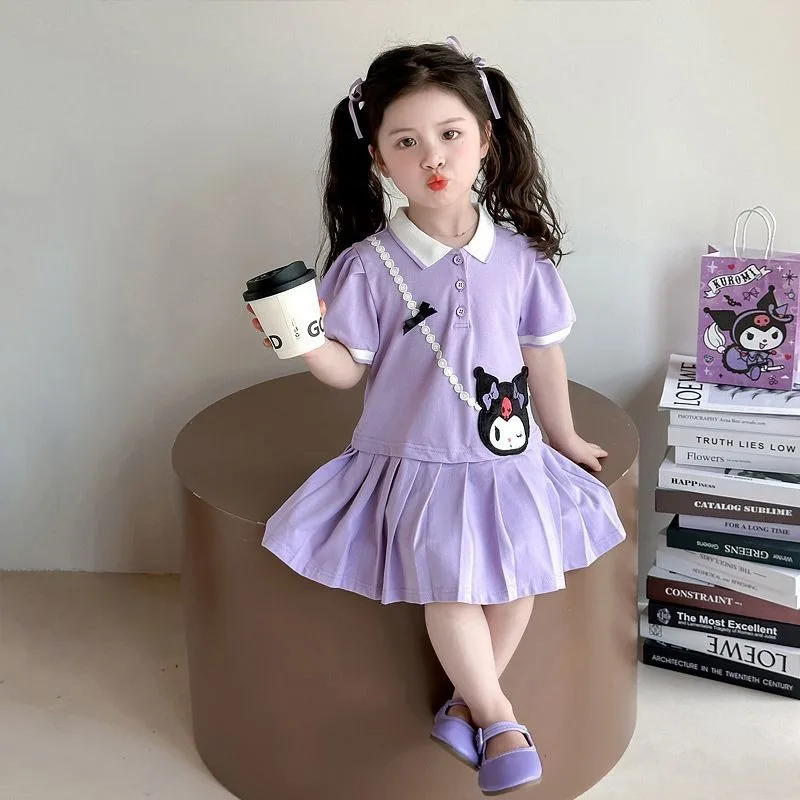 

Kawaii Kuromi Sanrio Cute Summer Cartoon Dress Children Travel Student Princess Skirt Cloth Birthday Present for Girls