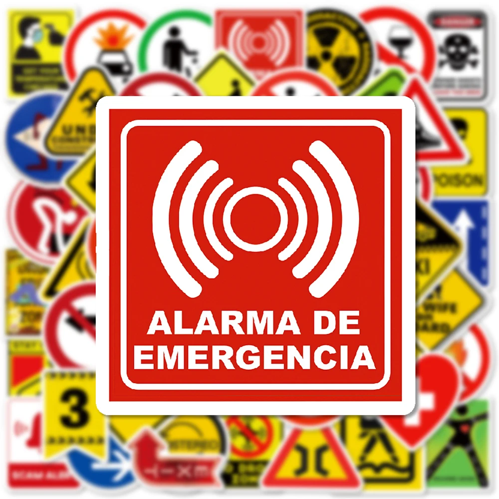 10/30/50/100pcs Warning Sign Cartoon Graffiti Stickers Danger Banning Decals Laptop Motorcycle Phone Car Diary Cool Sticker Pack