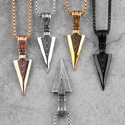 Spartan Spearhead Long Men Necklaces Pendants Chain Punk for Boyfriend Male Stainless Steel Jewelry Creativity Gift