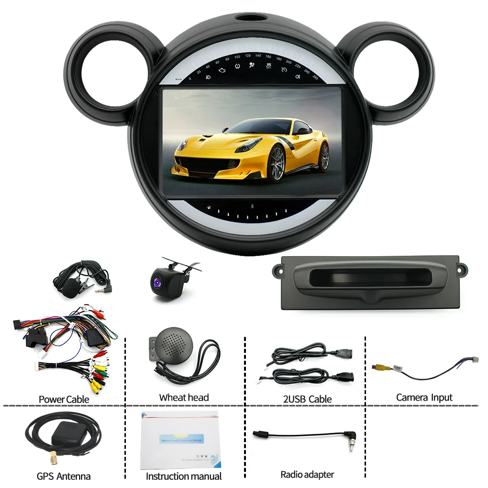 2+32G Android13 Autoradio für Mini Cooper 2011-2016 passend für CarPlay Android Auto 9 Zoll GPS WiFi Bluetooth FM/RDS Split Screen+AHD