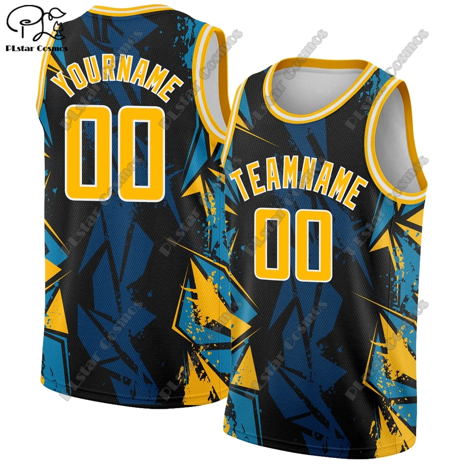 PLstar Cosmos 3D Printed New Customized Gradient Contrast Color Graffiti Fashion Men's Summer Vest Authentic Basketball Jersey 1