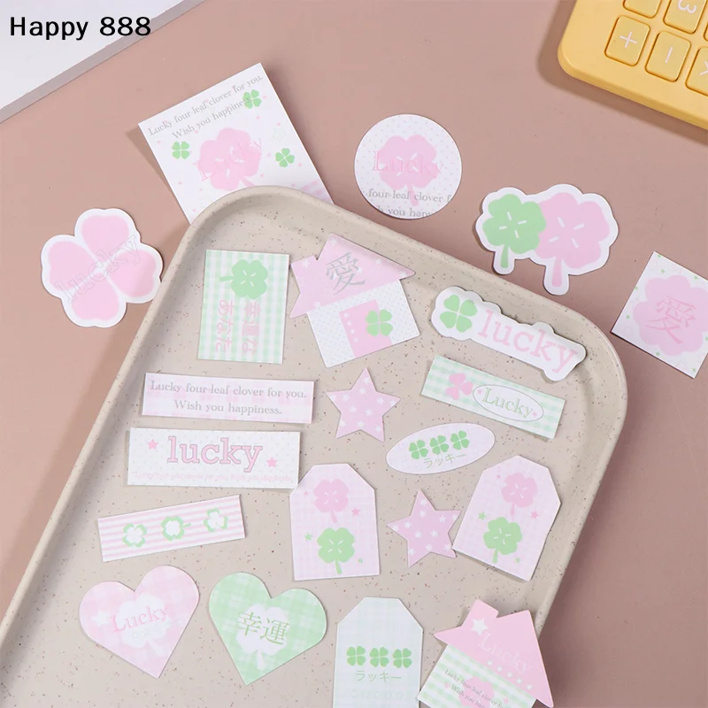 

40 шт. самоклеящихся наклеек с изображением четырехлистного клевера для журналов, упаковки и фотографий