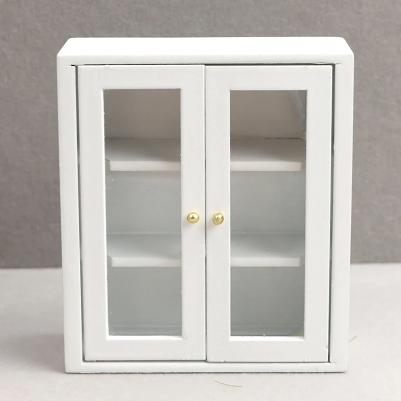 FBIL-1:12 Dollhouse Miniature White Wall Cabinet Hanging Storage Organizer Cupboard Dollhouse Furniture Decor Toy