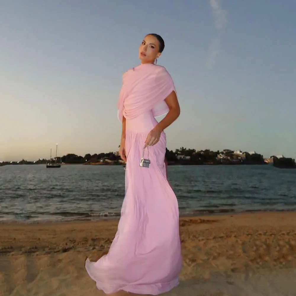 

Msikoods Pink 2025 Women's Evening Dresses Classy O Neck Special Occasions Dress Beach Party Dress Mermaid Prom Dress Customized