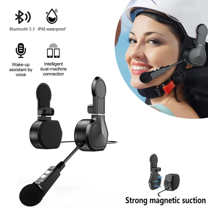 

Bluetooth 5.3 Motorcycle Helmet Headset with Clip Holder, Waterproof Voice Control Hands-Free Call Music Player Speaker