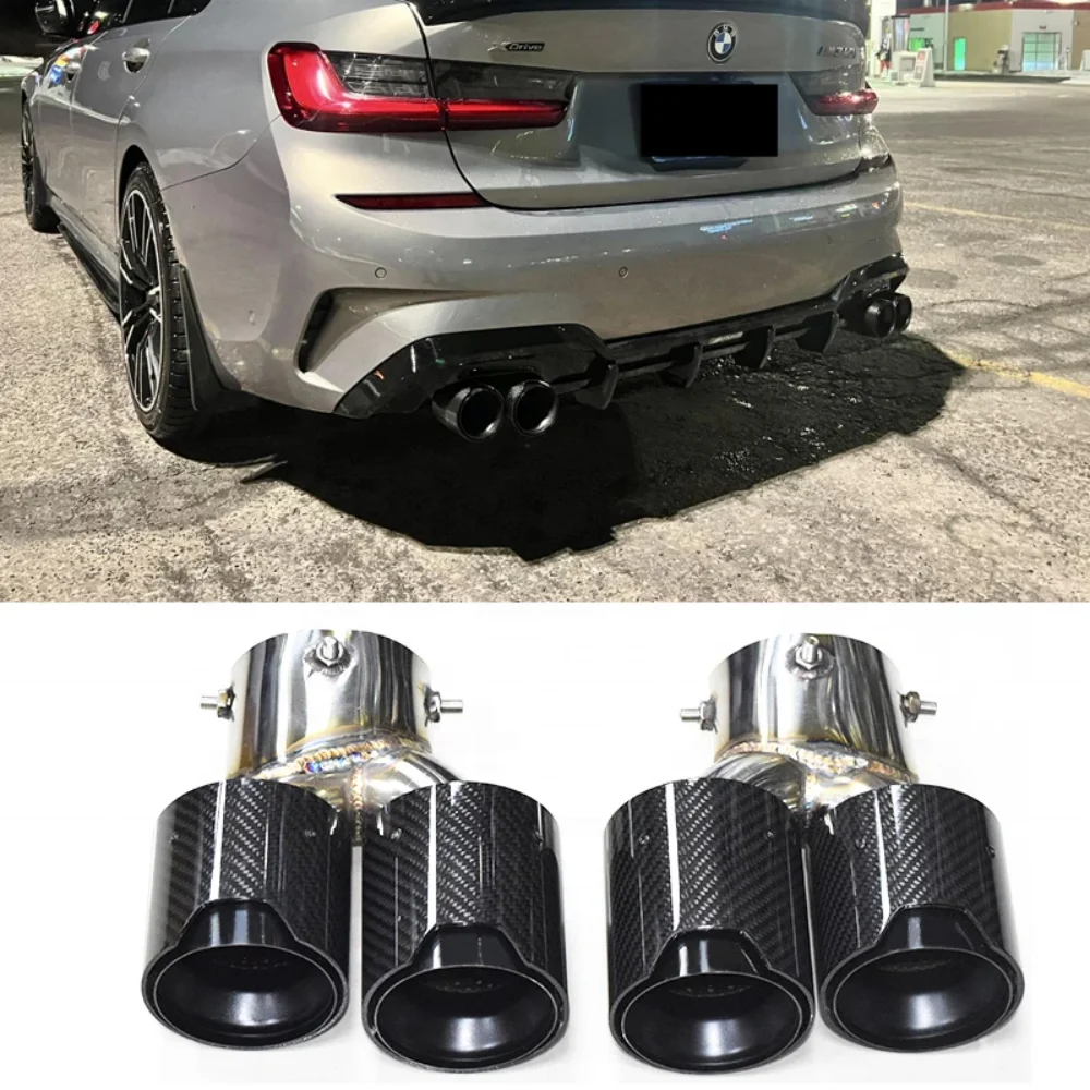 

1 Pair For BMW G42 M240i 2021 2022 Dual M Exhaust Pipe Carbon Fiber Exhaust Tip Muffler Tip Exhaust System Nozzle Tailpipe