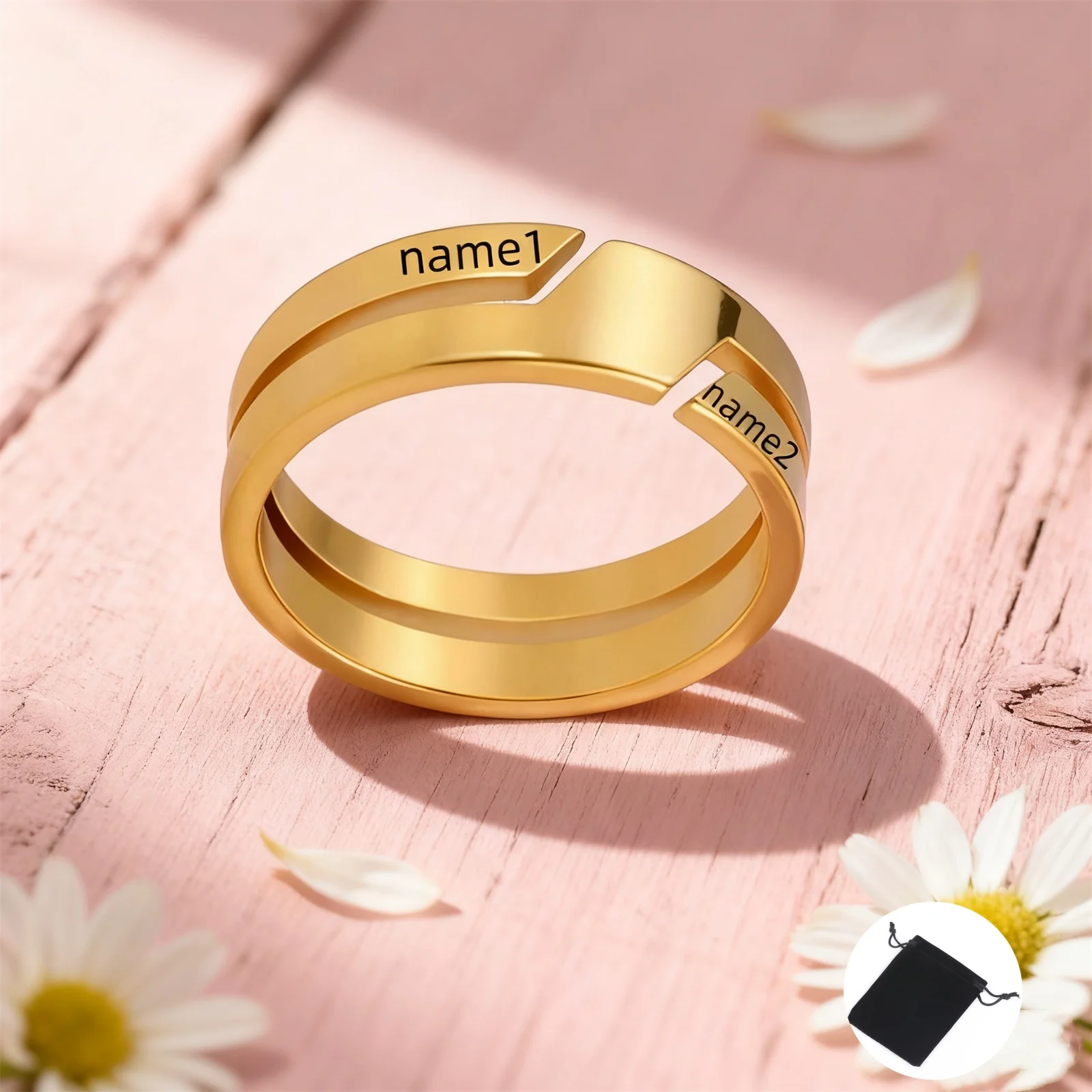 Personalized Stainless Steel Simple Name Ring