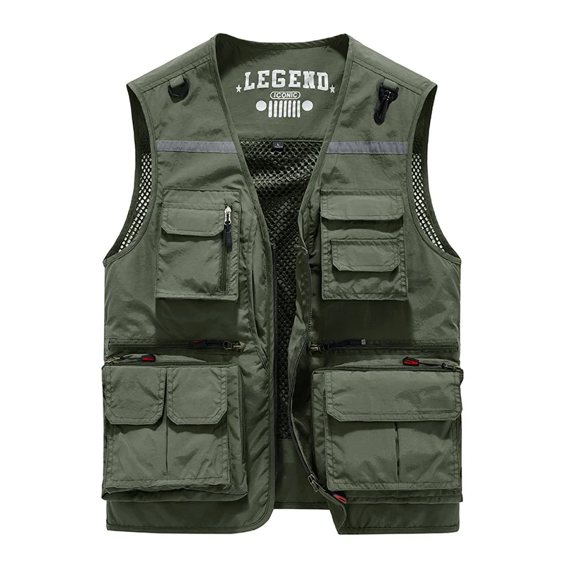 Multi Pocket Tactical Vest Men\'s Custom Spring Outdoor Camping Fishing Vest Bigsize Military Camping Jackets Casual Sports Coats