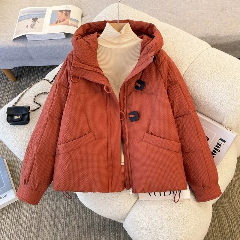 

Women Winter Coat Jacket Warm Down Cotton Parkas 2025 Korean New Female Loose Hooded Down Coat Female Parkas Outerwear Overcoat