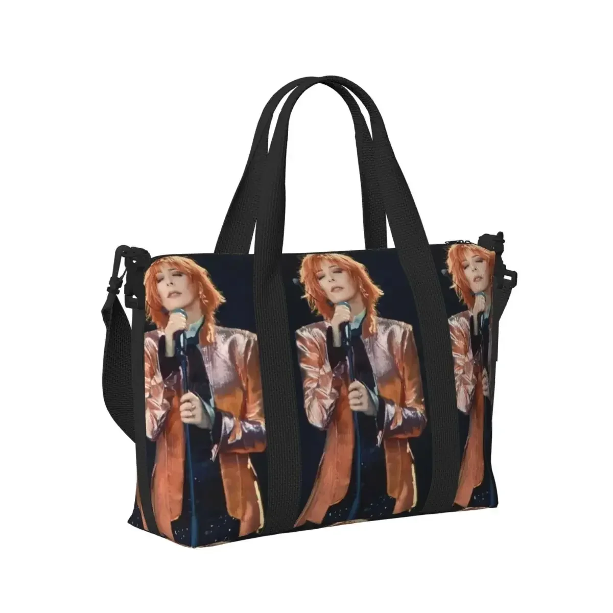 

Mylene Farmer Cartoon French Singer Beach Travel Bag Large Capacity Tote Bags for Gym Yoga Women Shopping Duffle Shoulder Bag