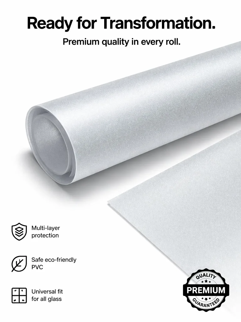 Frosted Privacy Window Film Static Cling No Glue Heat Control UV Protection Removable for Home Bathroom Glass