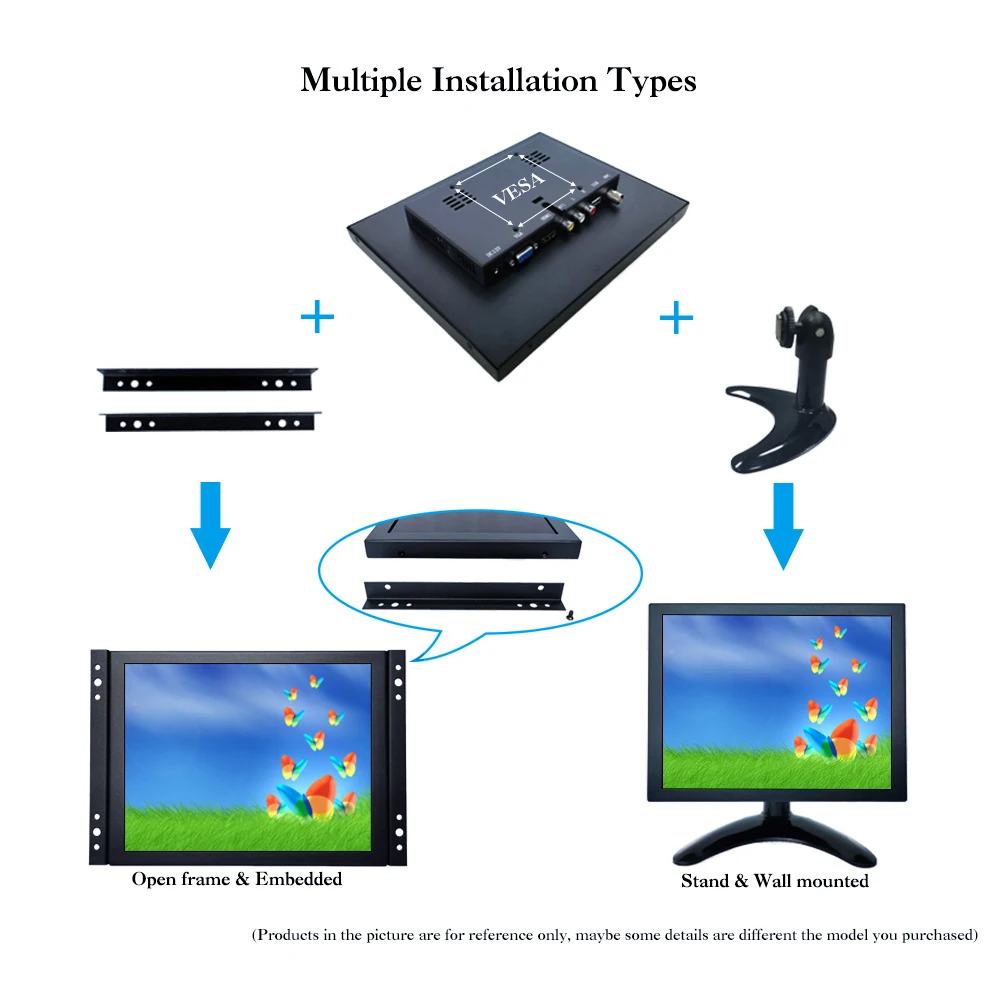 Imagem -06 - Monitor de pc Touch Screen com Metal Shell Open Frame Incorporado Montado na Parede Hdmi Usb Vga Zk080tc263d 1280x720 Polegadas