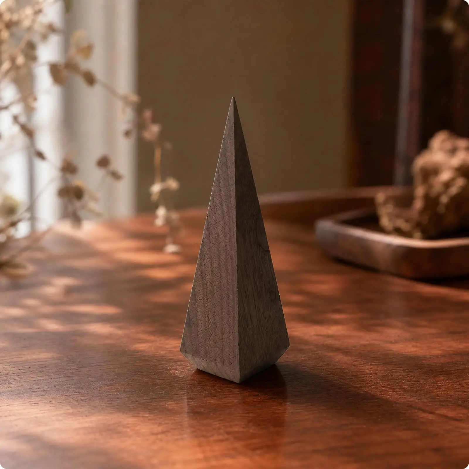 Solid Wood Pyramid Ring Stand Jewelry Display Holder for Boutique Counter Photography Prop