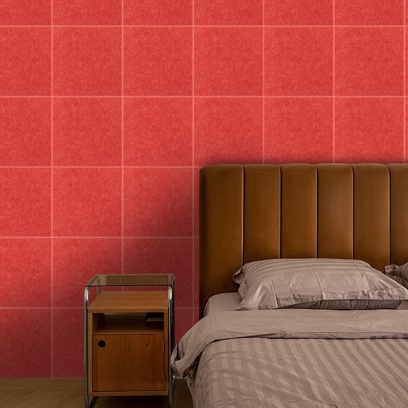 18tlg Rot Acoustik-Paneel 30*30cm/11.81*11.81in Studio Bureau Polyester-Faser Quadratische Acoustik Paneel