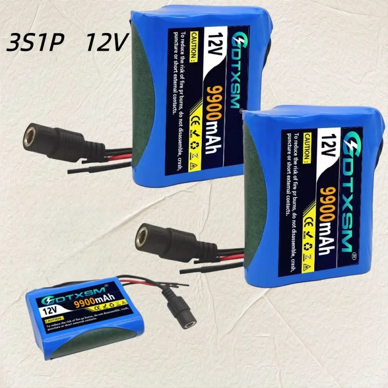 

NEW12V protection plate 3S1P 9900mAh battery pack 12V 9900mAh 18650 lithium ion DC 12.6V super rechargeable battery+