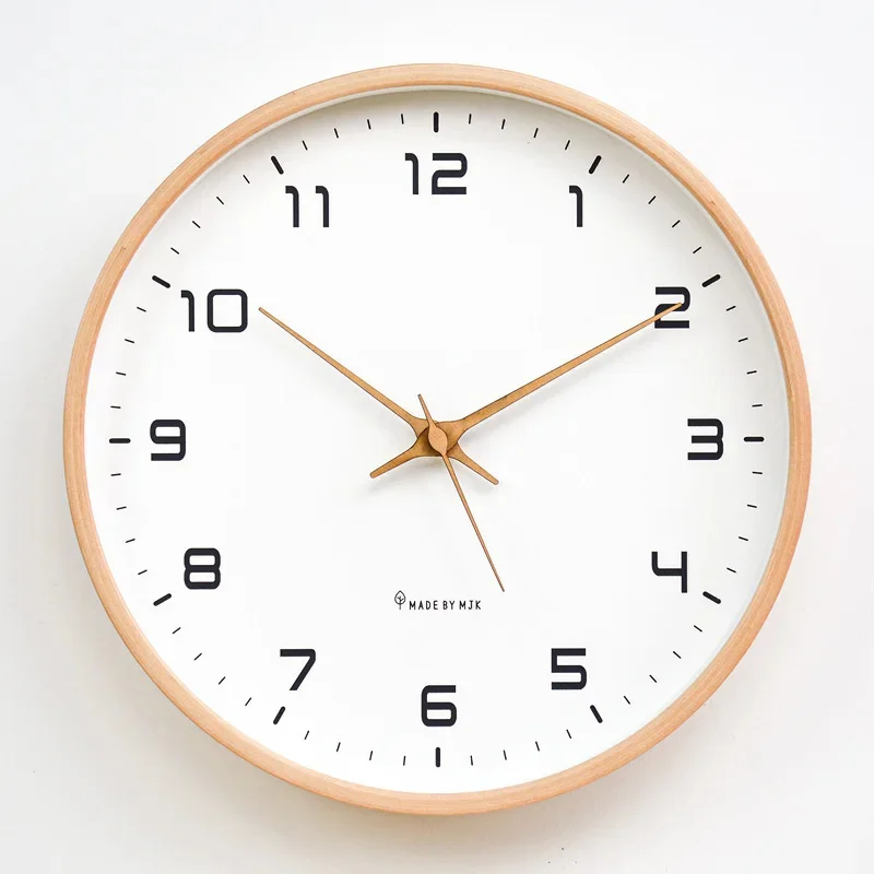 

2025 New Nordic Solid Wood Simple Wall Clock 10/12/14inch Silent Fashion Light Luxury Creative Clock Living Room Home Decoration