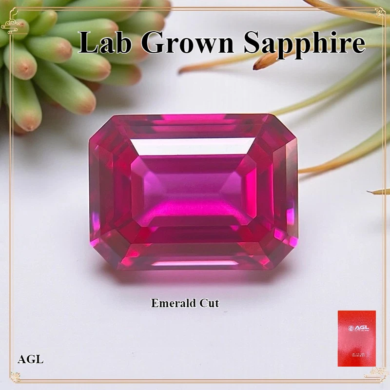 

Hot Pink Lab Grown Sapphire Emeralds Cut Loose Gemstone For Jewelry DIY Making Selectable AGL Certificate