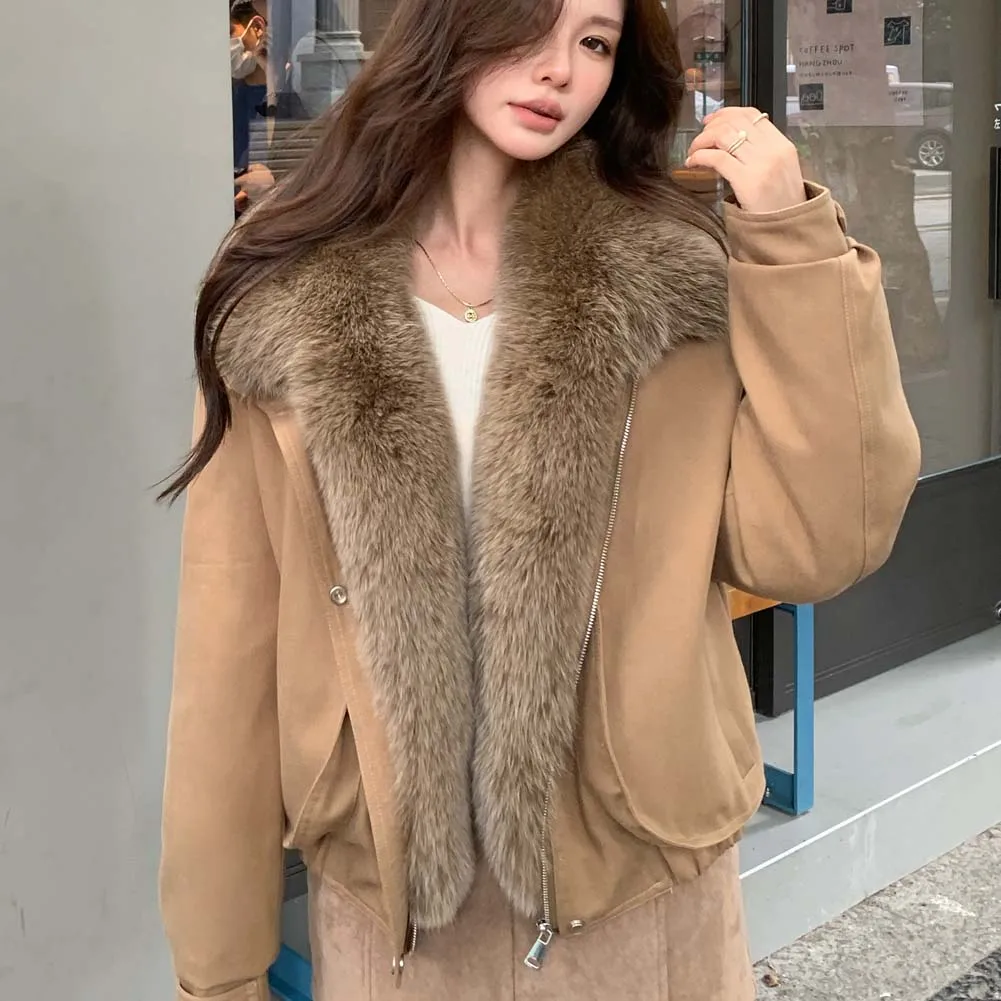 

2025 New Winter Women Goose Down Jacket Luxury Female Natural Real Fox Fur Collar Coats Jacket Outwear