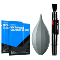 VSGO 4-in-1 Camera Cleaning Kit with Lens Cleaning Air Blower Lens Brush Pen Microfiber Cleaning Cloths Compatible for Canon, Ni