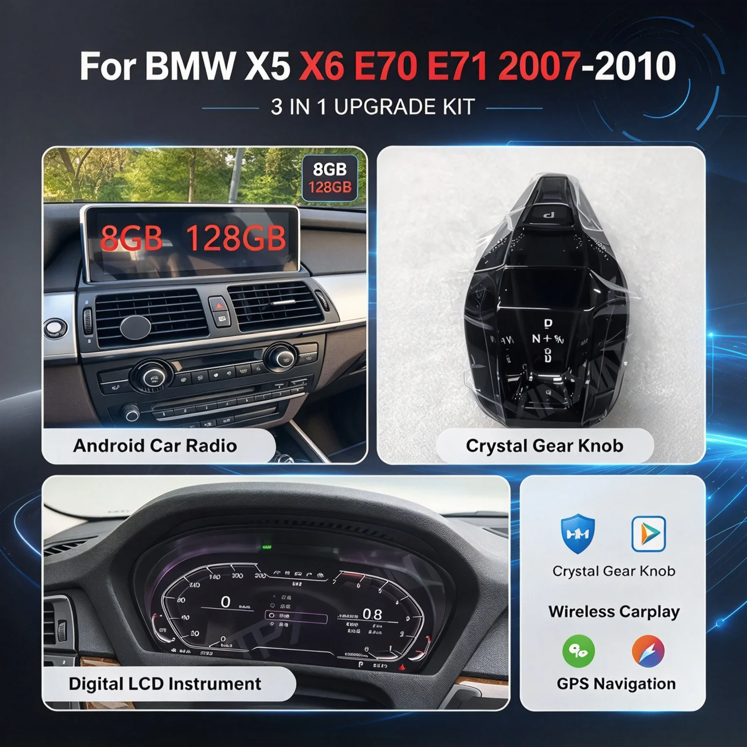 For BMW X5 X6 E70 E71 2007-2010 12.3 Inch Car Radio Ultra-thin CarPlay Android13 GPS Navigation Multimedia Player Head Unit Auto