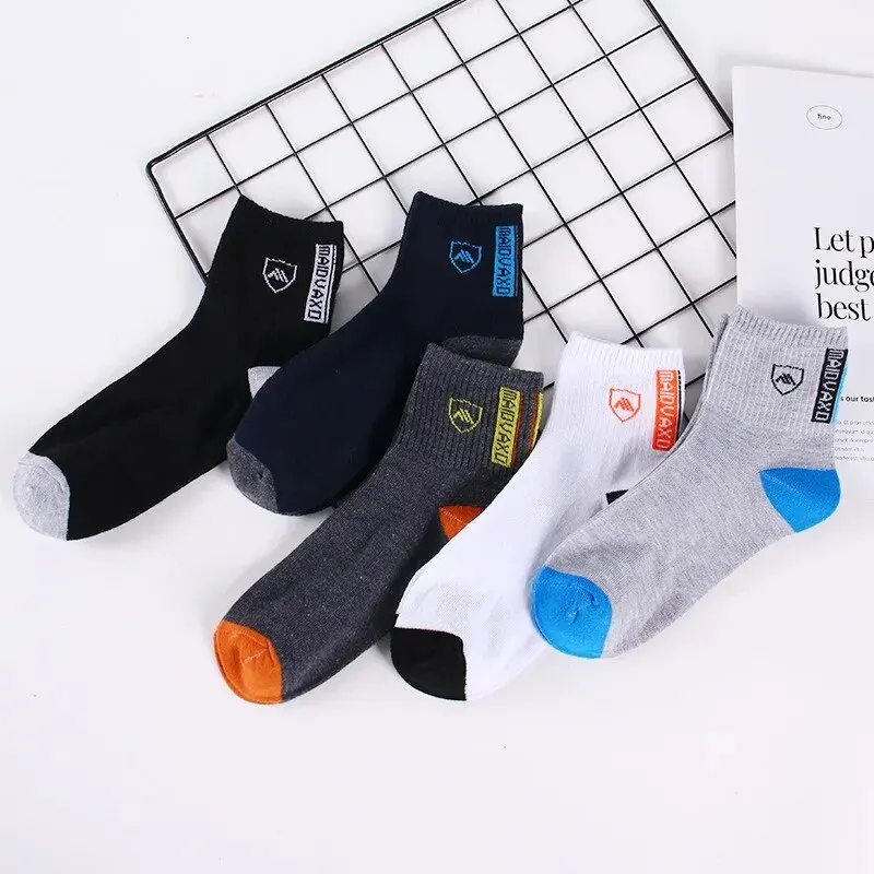 5 Pairs Apring And Fall Mens Sports Socks Summer Leisure Sweat Absorbent Comfortable Thin Breathable Basketball Meias