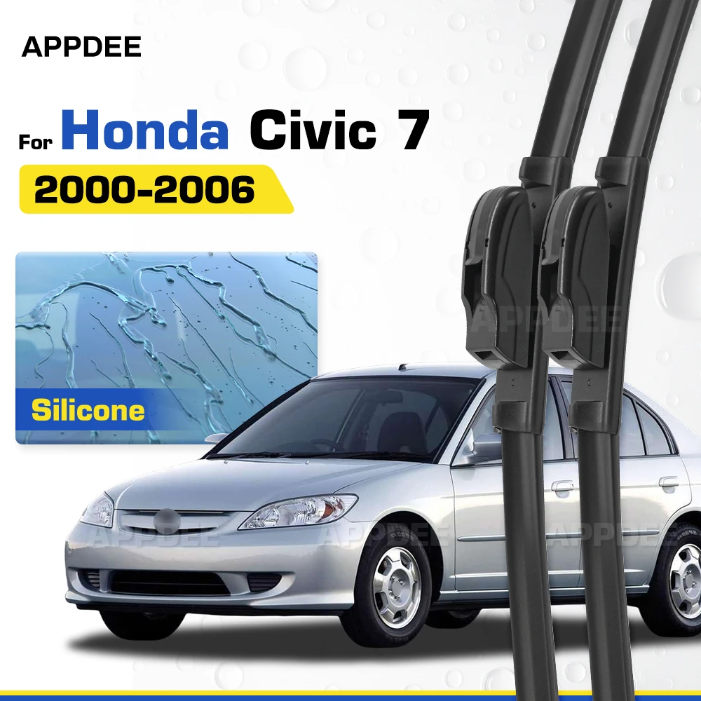 

Silicone & Rubber LHD&RHD Front Wiper Blades Set For Honda Civic 7 2000-2006 Coated Windshield Windscreen Window Brushes
