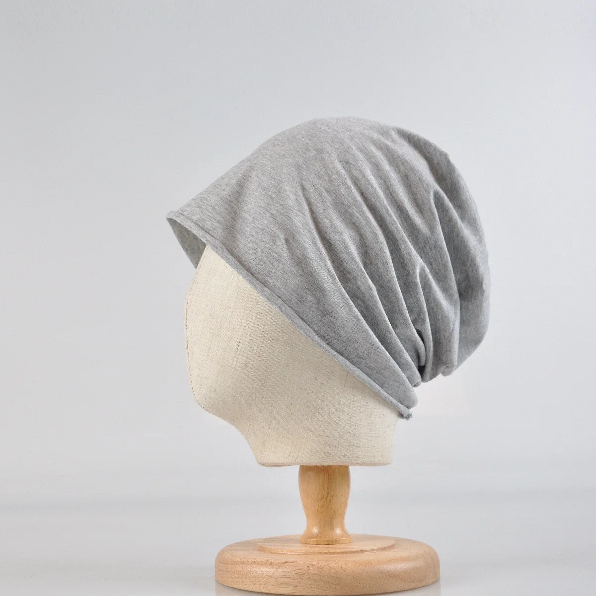 Thin Breathable Beanie Hat 100% Cotton Women Windproof Soft Night Sleep Cap Air Conditioning Spring Summer Bald Head Wrap