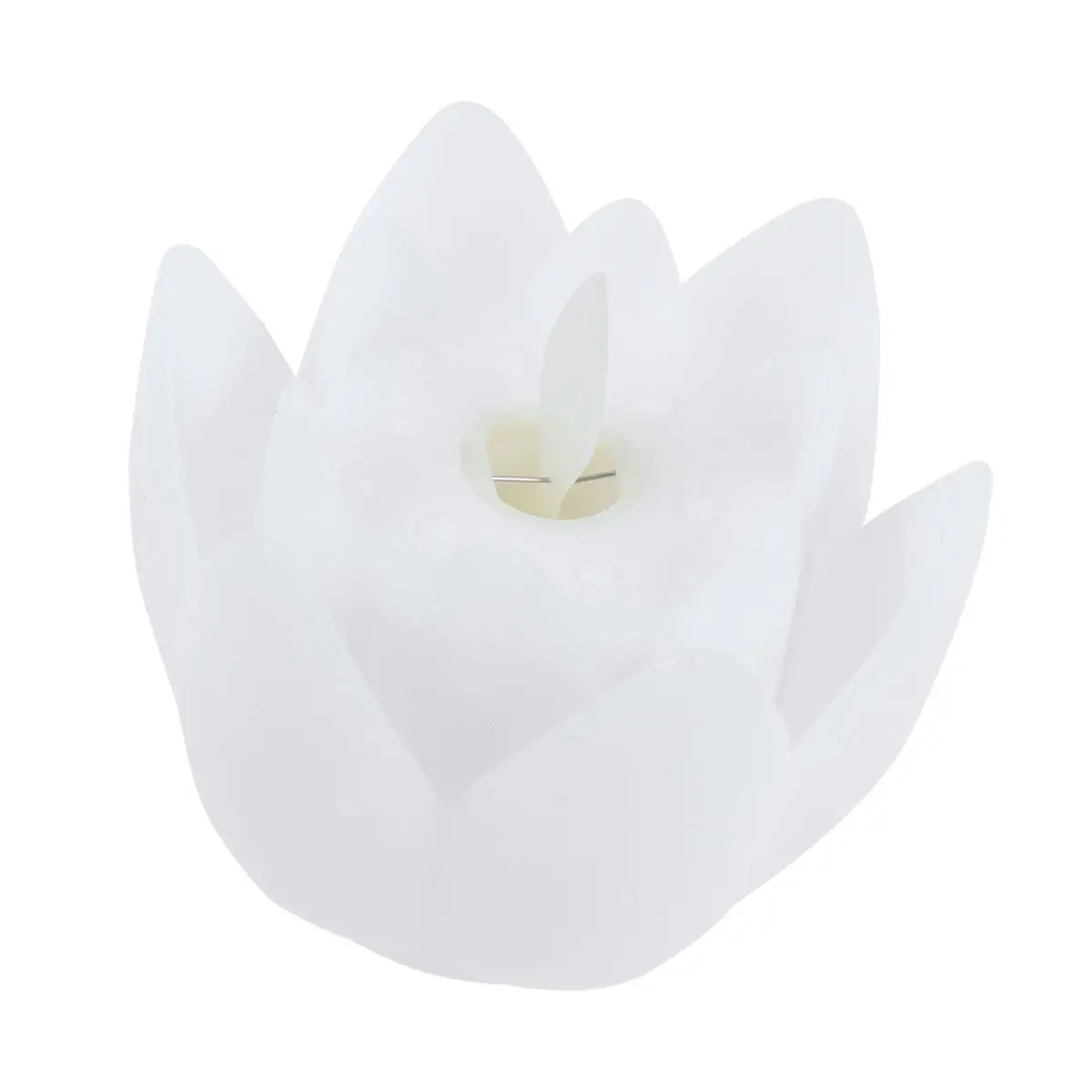 Flameless LED Simulation Lotus Shaped White Battery Operated Realistic Decorative Light Safe Home Party