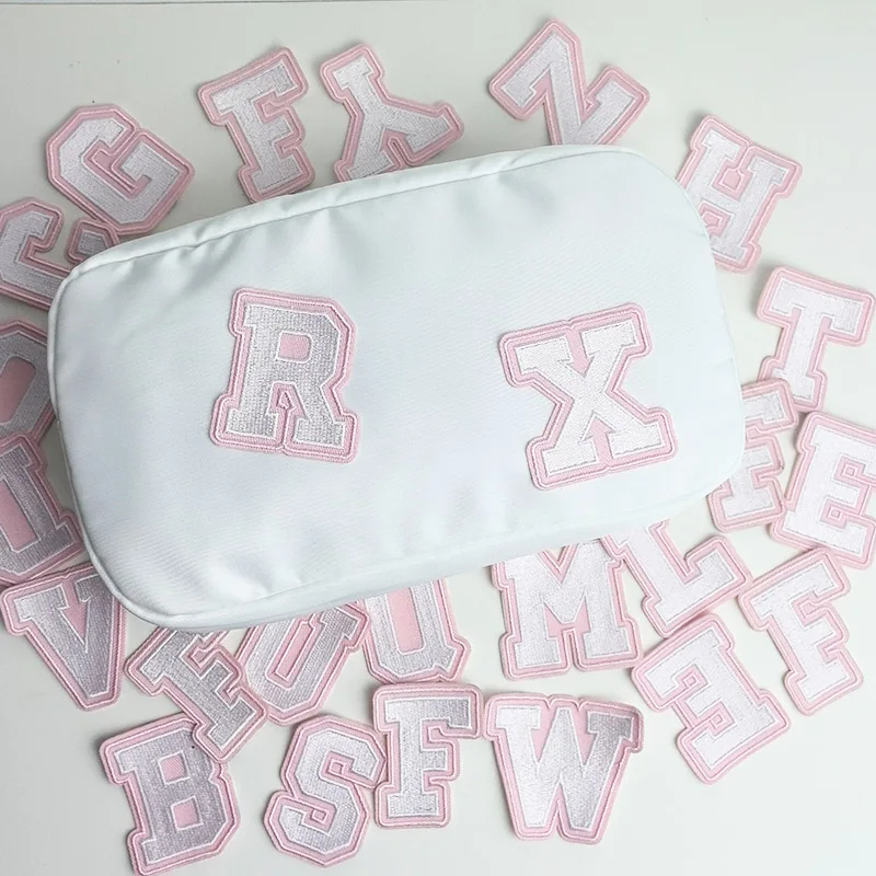 Limited edition canvas letter sticker makeup bag nylon waterproof travel storage bag DIY design portable storage bag