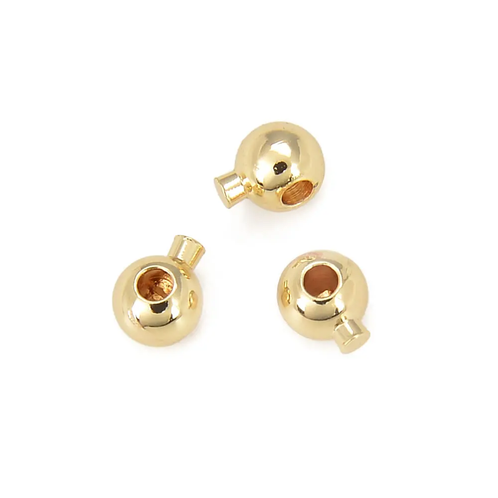 20PCS Ball 3.3MM 18K Gold Color Brass Clip Station Clasps Ball Snap Clasps Jewelry Making Supplies Diy Findings Accessories