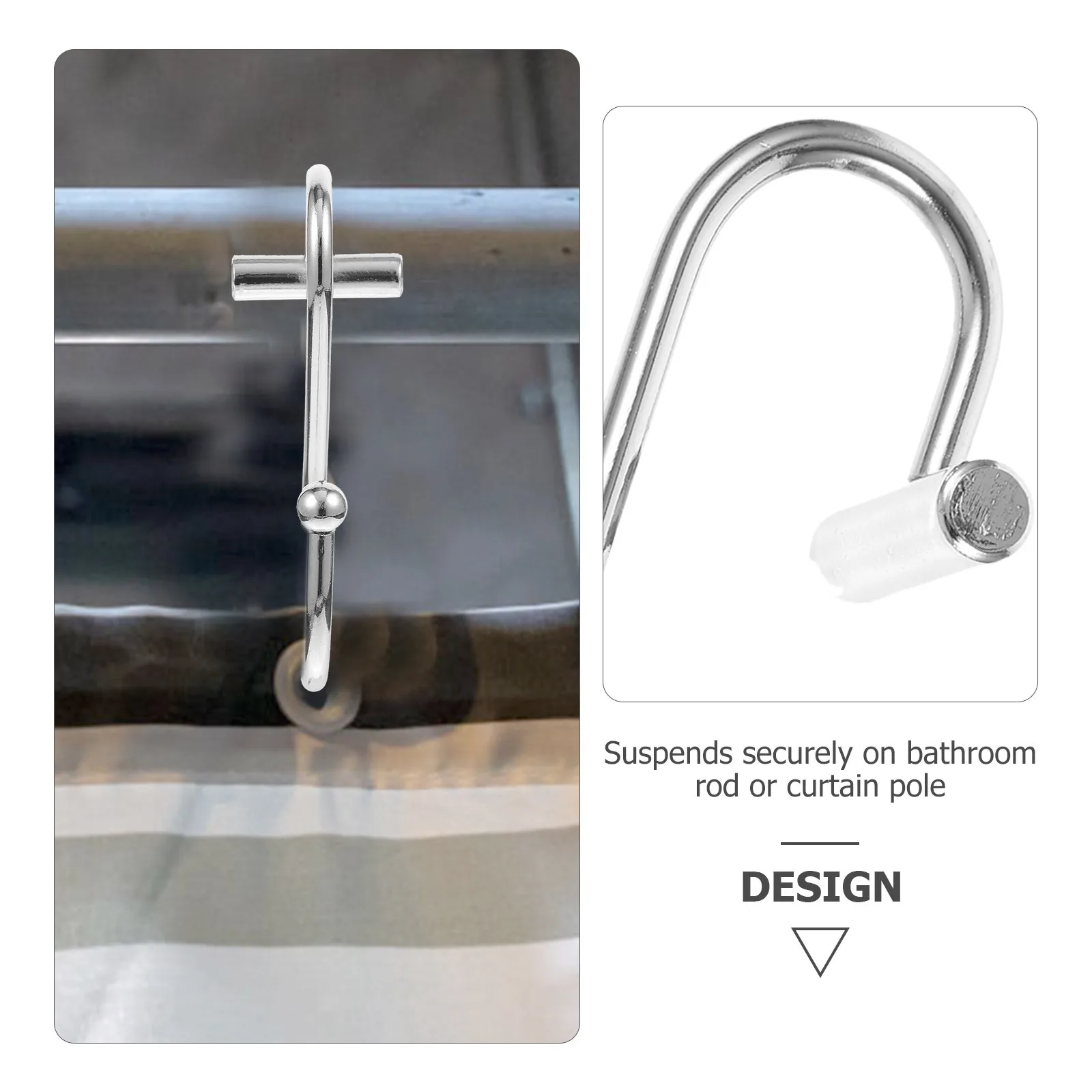 24pcs Bath Curtain Hooks S-Shaped Design Rust-Resistant Iron Material Shower Curtain Holdbacks Easy Install Bathroom Accessories