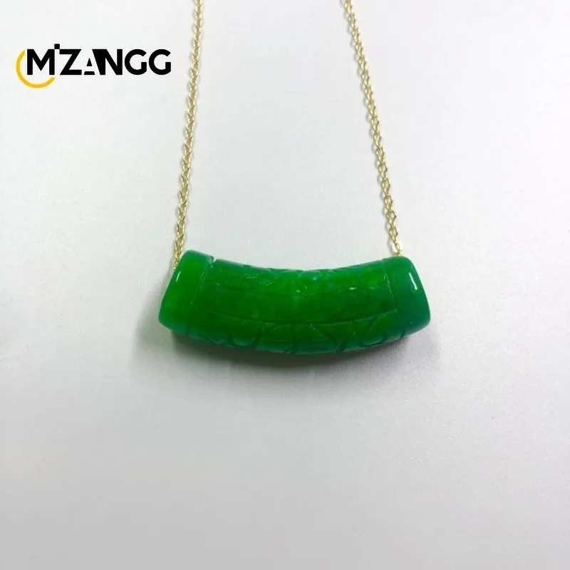 Natural Dry Green Emerald Green Ruyi Pendant Exquisite Fashion Girls Necklace Collarbone Chain Sweater Pendant Holiday Gift