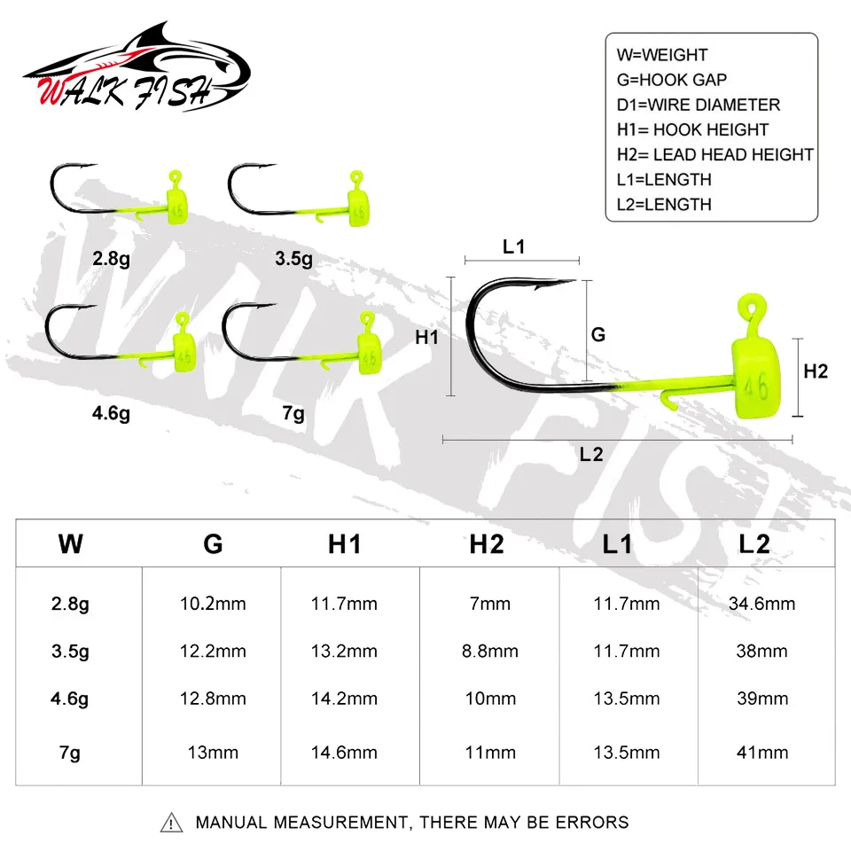 WALK FISH 5Pcs 2.8g 3.5g 4.6g - Fishing Hook Offset ulasan dan harga