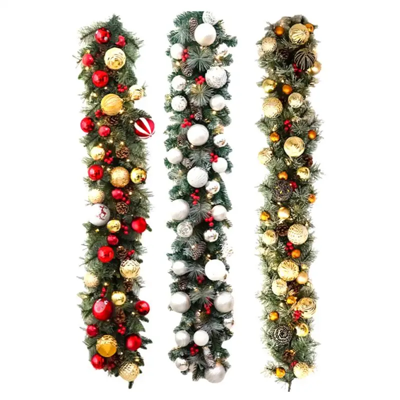 Christmas Garland With Lights Battery Operated Artificial 53Inch Garland With 8 Changeable Lights Christmas Decorations With