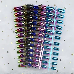 24Pcs Multi-Color Press On Nails 10 Sizes Fake Nails Full Cover Holographic Artifical Nails For DIY Nail Tips Manicure Tool